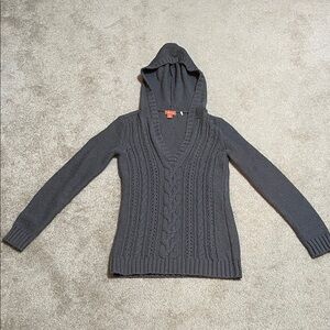Tommy Bahama Charcoal Cable-Knit Hooded Sweater